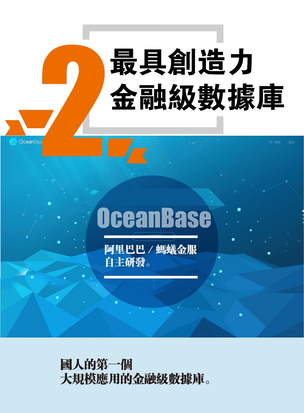 二、最具創造力︰金融級數據庫